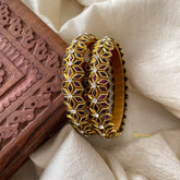 Violet Silk Thread Kundan Bangle -Diced Flower -G12235